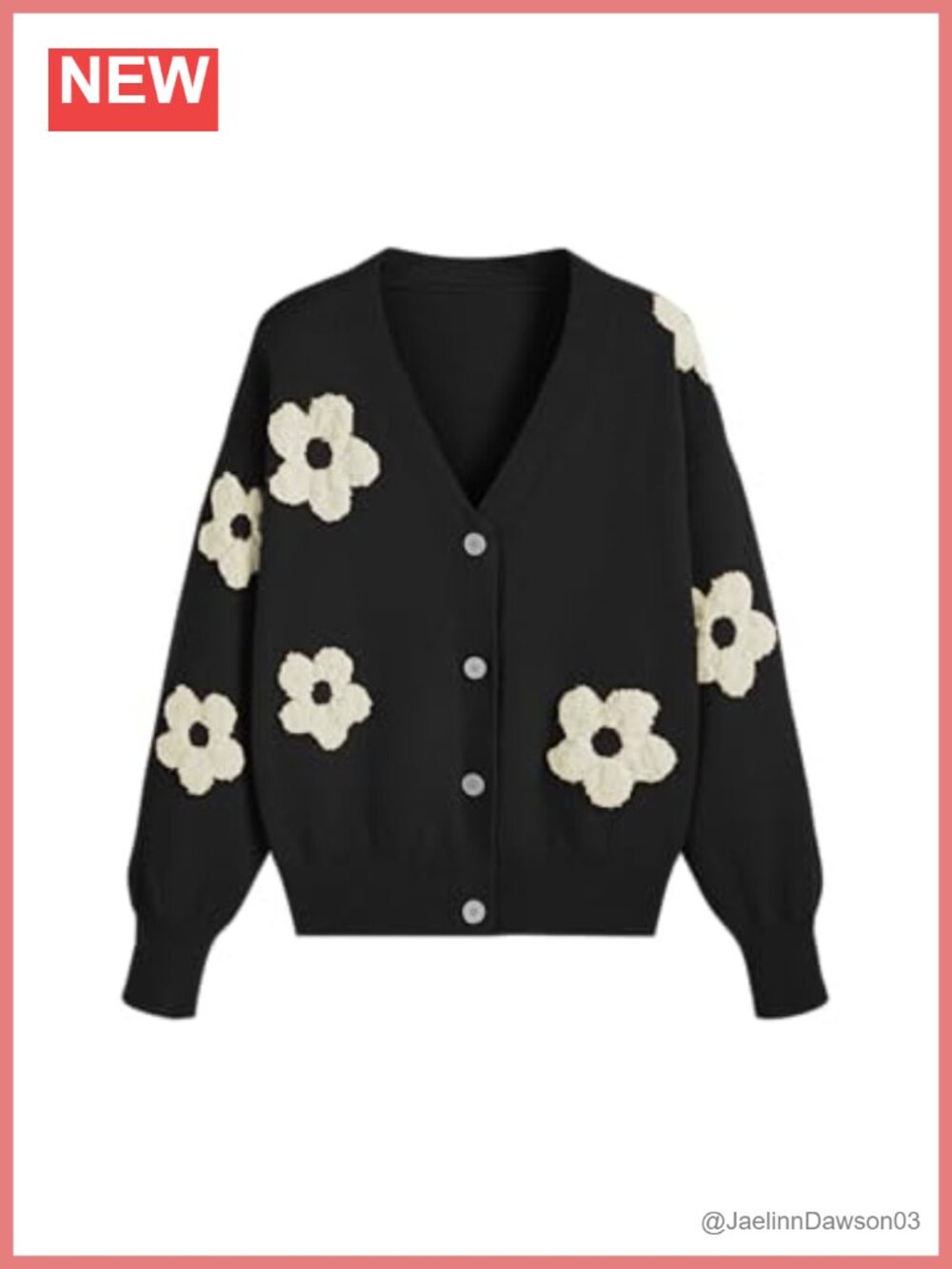 Plus Size Floral Graphic Button Cardigan V Neck Oversized Knit